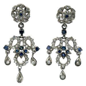Genuine Antique French Paste Chandelier Rhinestone Earrings Circa 1940s